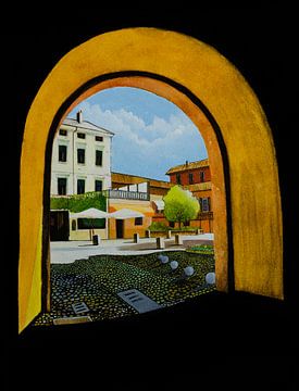 Peschiera del Garda en Italie | Peinture à l'aquarelle sur WatercolorWall