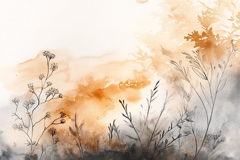 Watercolour branches in sepia tones by Art & Soul Creations