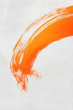 Orange brushstroke on light background by Poster Art Shop
