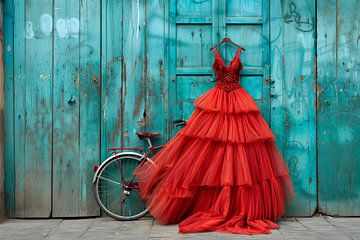 rode jurk van Egon Zitter