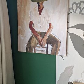 Customer photo: The Man in the Green Hat: Tranquillity and mystery by Agnita Langeveld, on ArtFrame