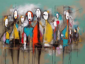 abstract painting with people