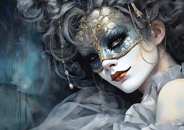 Secret Beauty | Masked Portrait by Blikvanger Schilderijen