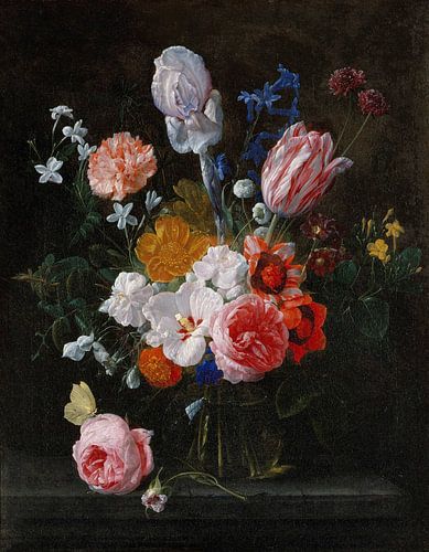 Nicolaes van Veerendael, Een boeket bloemen in een kristallen vaas