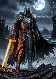 Dunkler Ritter unter dem Mond