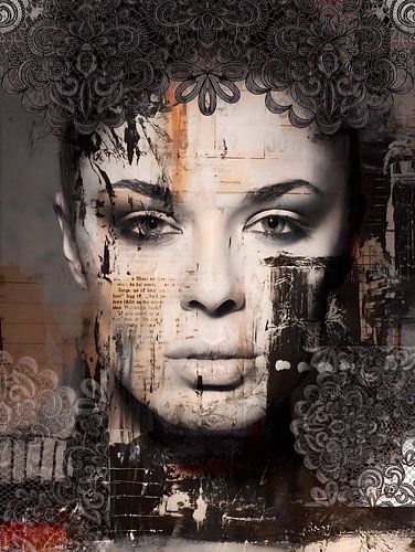 Seduction | Seduction is an image of a woman with a seductive gaze. The colours brown, nude and black dominate this work.