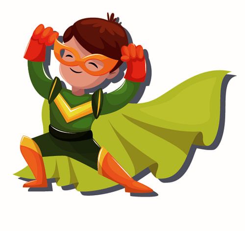 super-héros, un garçon avec une cape