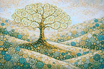 Levensboom met blauwgroene cirkels