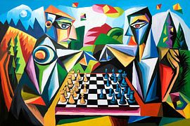 Peinture abstraite colorée d'échecs sur Art & Soul Creations