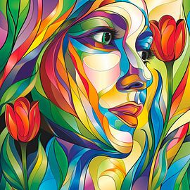 La fille aux tulipes sur Marlon Paul Bruin