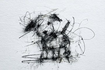 Abstracte Hond – Expressieve Zwart-Wit Kunst van Peter Pen tekeningen en schilderijen