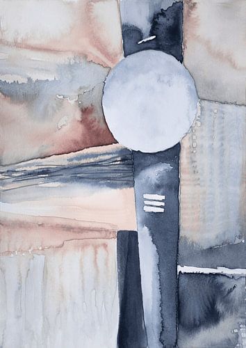 Set van 2 aquarel blauw roze