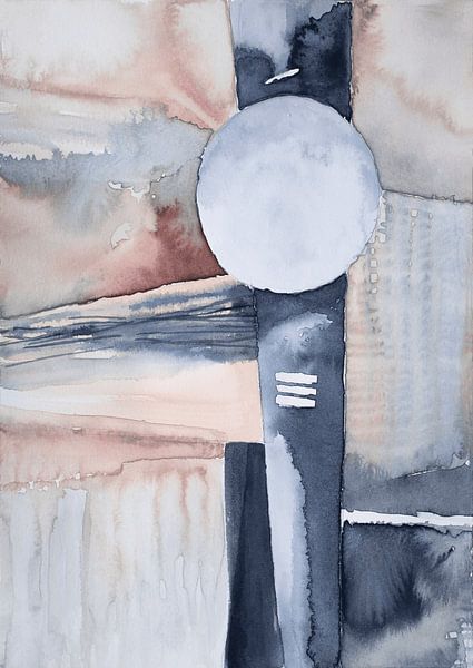 2er Set Aquarell blau rosa von Ela Szczepaniak