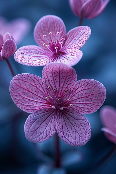 Close-up of pink flowers in soft light by Art & Soul Creations