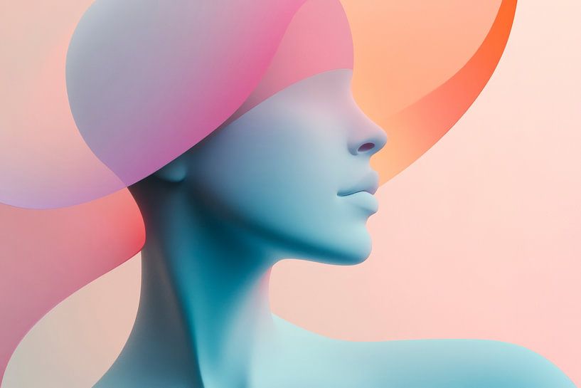 Abstract portrait graphics in pastel colours by Poster Art Shop