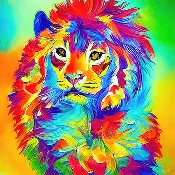 colourful lion by Gelissen Artworks