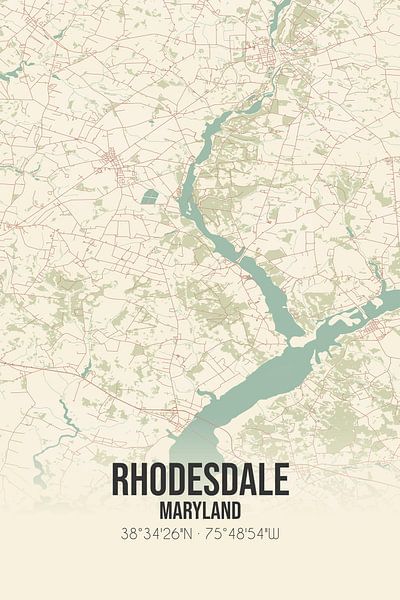 Vintage map of Rhodesdale (Maryland), USA. by Prints of Place