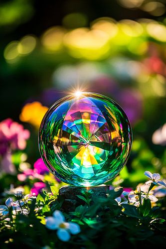 Boule de cristal dans le jardin