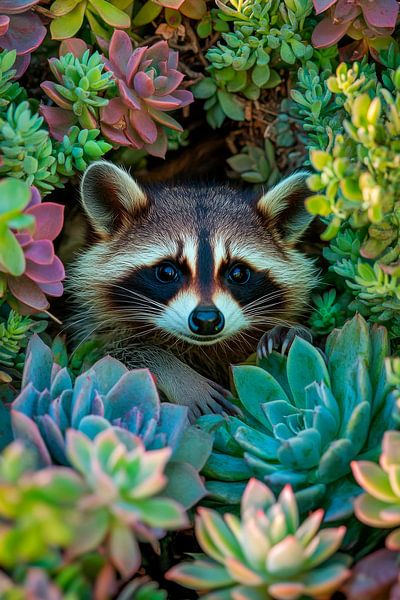 Waschbär im Grünen von Poster Art Shop