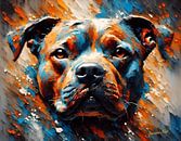 Staffy Bull Terrier Art Print 1 | Unique Dog Portrait by Johanna's Art by Johannas Art Creations thumbnail