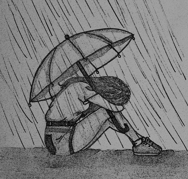 Mädchen im Regen von Jose Lok