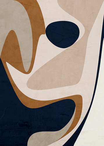 Abstract, organic-geometric modern art in earth tones