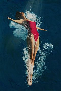 Meisje duikt in het water VI van Jan Keteleer