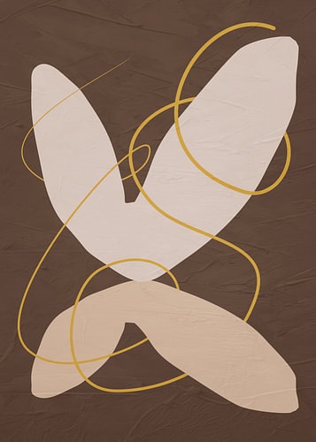 Minimalistische abstrakte Kunst mit organischen Formen in Erdtönen