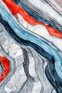 Abstrakte Marmormuster in Rot und Blau von Poster Art Shop