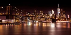 MANHATTAN SKYLINE & BROOKLYN BRIDGE Sonnenuntergang | Panorama