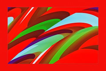 fotoGrafiek 90 (Red colored panel 2) van Hans Levendig (lev&dig fotografie)