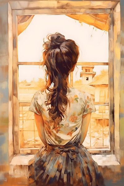 The young girl at the window by Heike Hultsch