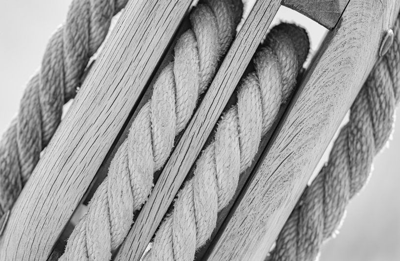 Nautical pulley with ropes of a classic sailing boat by Alex Winter