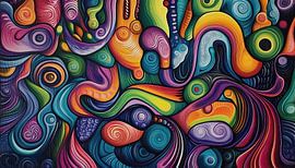 Abstract circles colourful panorama by TheXclusive Art