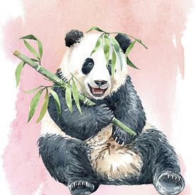 Panda avec bambou sur Printed Artings