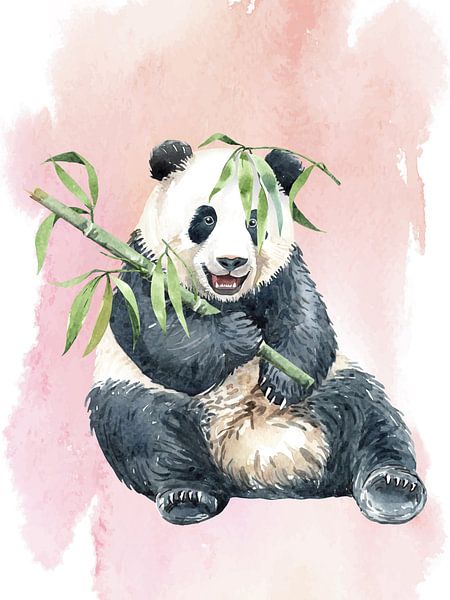 Panda with bamboo by Printed Artings