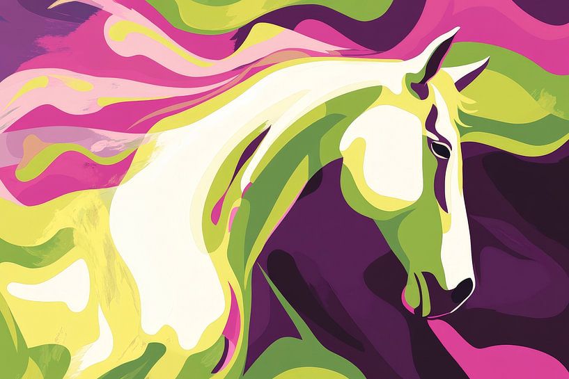 Bunter Pferdekopf im modernen Stil von Poster Art Shop