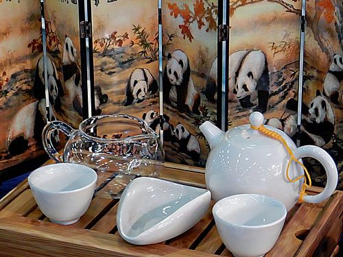 Chinese theeceremonie set met panda's