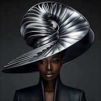 Black woman with metal hat