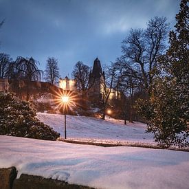 The castle in Bad Bentheim in the blue hour by Edith Albuschat