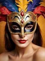 Een vrouw met een carnavalsmasker