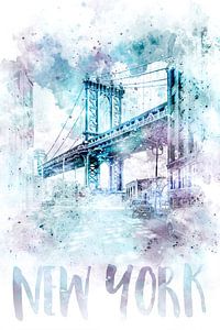 Modern Art NYC Manhattan Bridge | watercolor