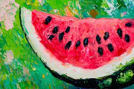 Saftige Wassermelone auf buntem Hintergrund von Poster Art Shop