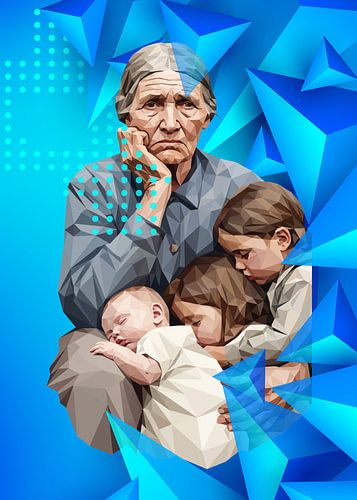 Mère migrante Lowpoly