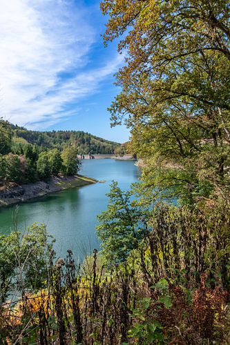 Magnifique vue sur le barrage de la vallée du Sengbach en été
