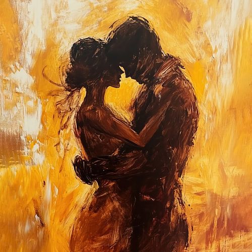 Omhelzing abstract geel-bruin