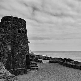 On the coast, Lanzarote in black and white by Joyce Kuipers