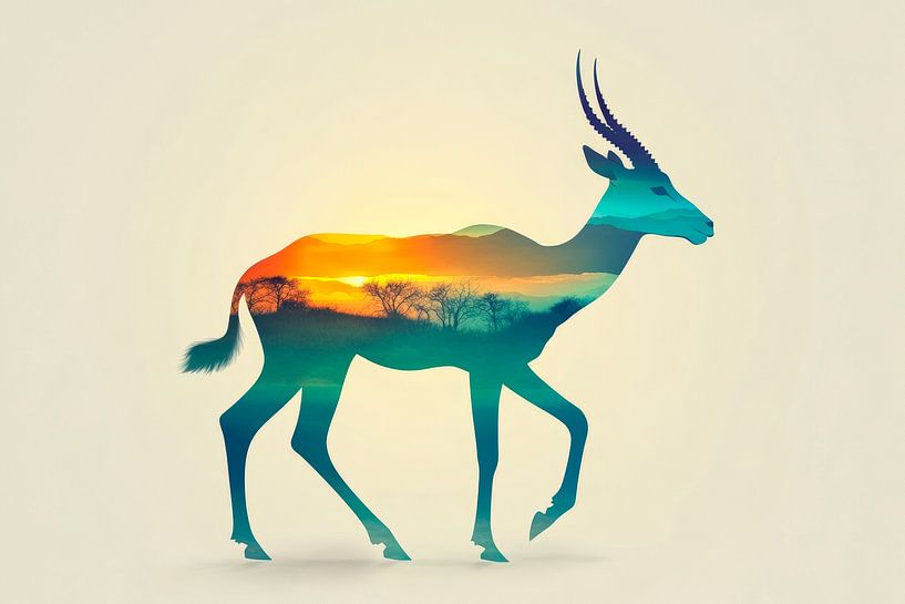 Tierische Sonnenlandschaft von Poster Art Shop