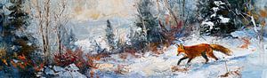 Malerei Fuchs Schnee