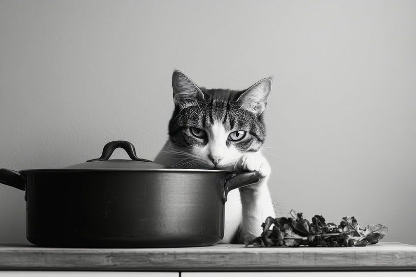 Katze am Kochen von Poster Art Shop